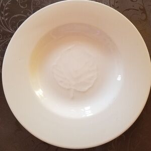 Classic White Bowl with Embossed Leaf